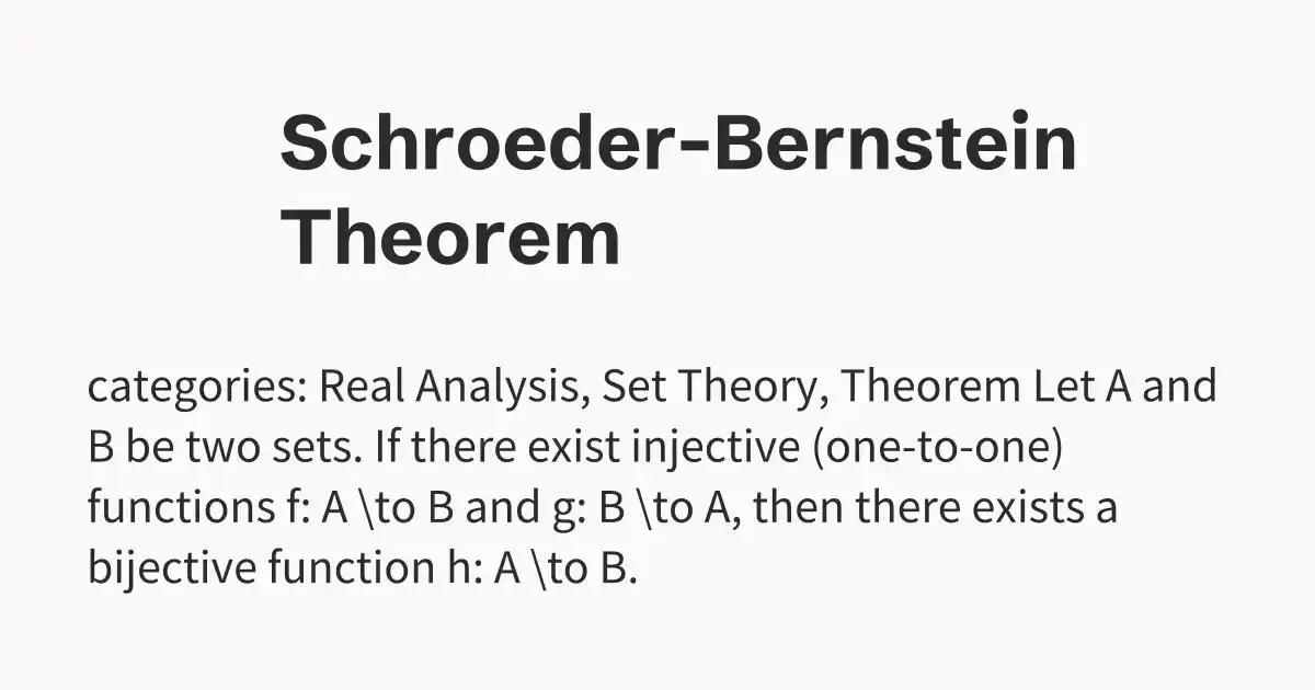 Joseph Bernstein Math Schroeder-Bernstein Theorem